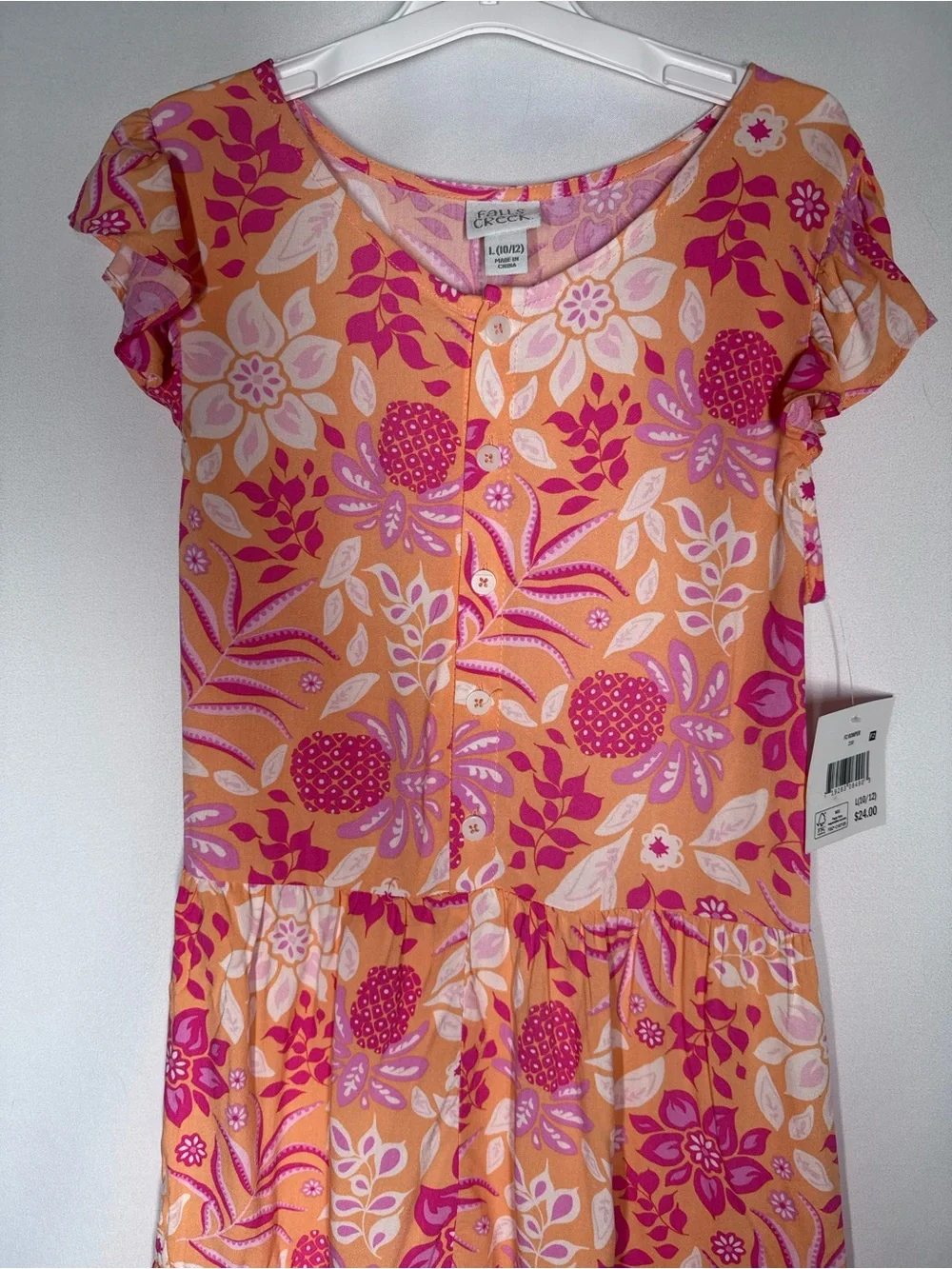 ❤️3/$30 NWT Falls Creek Girls Tropical Pineapple Tiered Romper Sz L 10/12